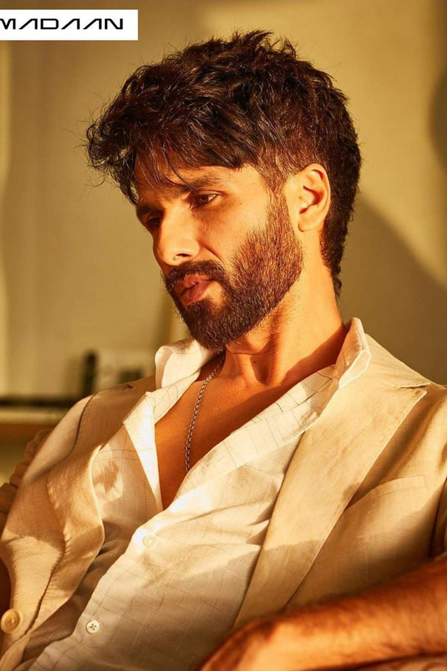 Shahid Kapoor In Natural Beige Linen Unlined Suit Suit