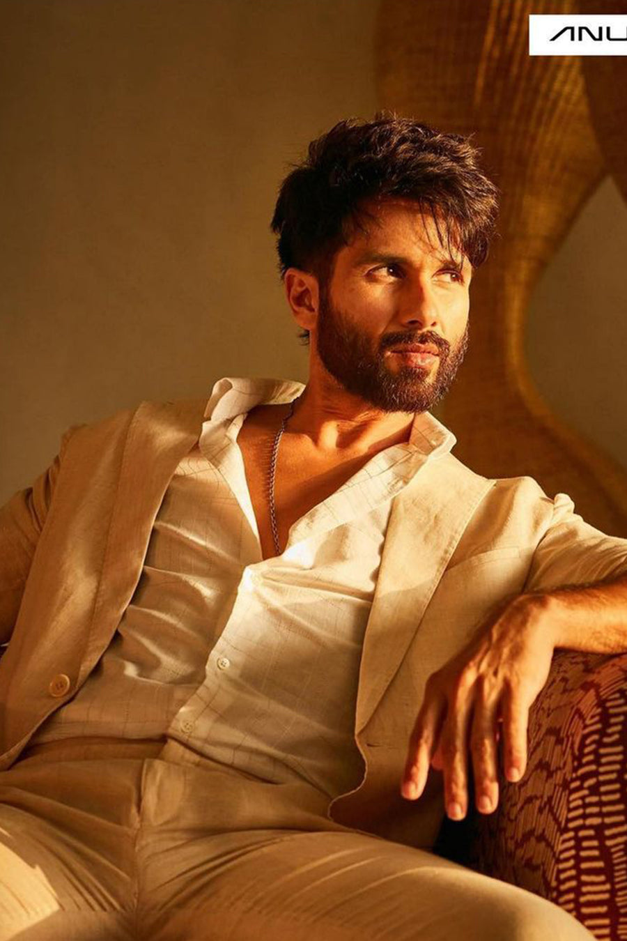 Shahid Kapoor In Natural Beige Linen Unlined Suit Suit