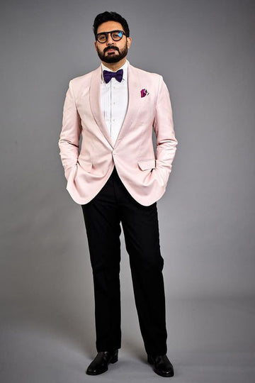 Abhishek Bachchan In Light Dusty Pink Shawl Lapel Tuxedo Jacket With Black Tuxedo Trouser
