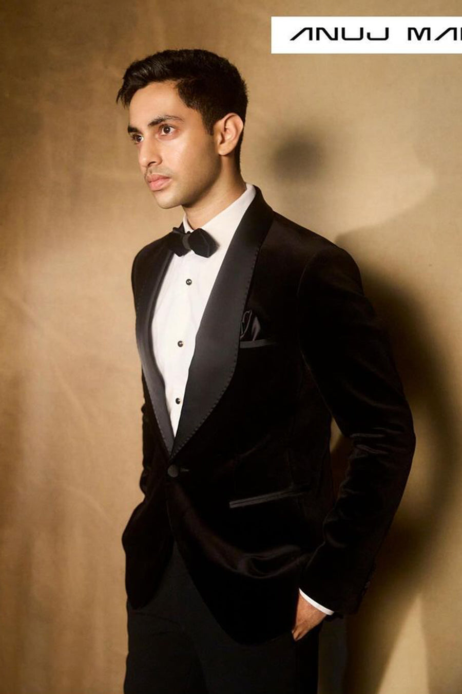 Agastya Nanda In Black Velvet Tuxedo Suit With Broad Shawl Lapel And Black Tuxedo Trouser