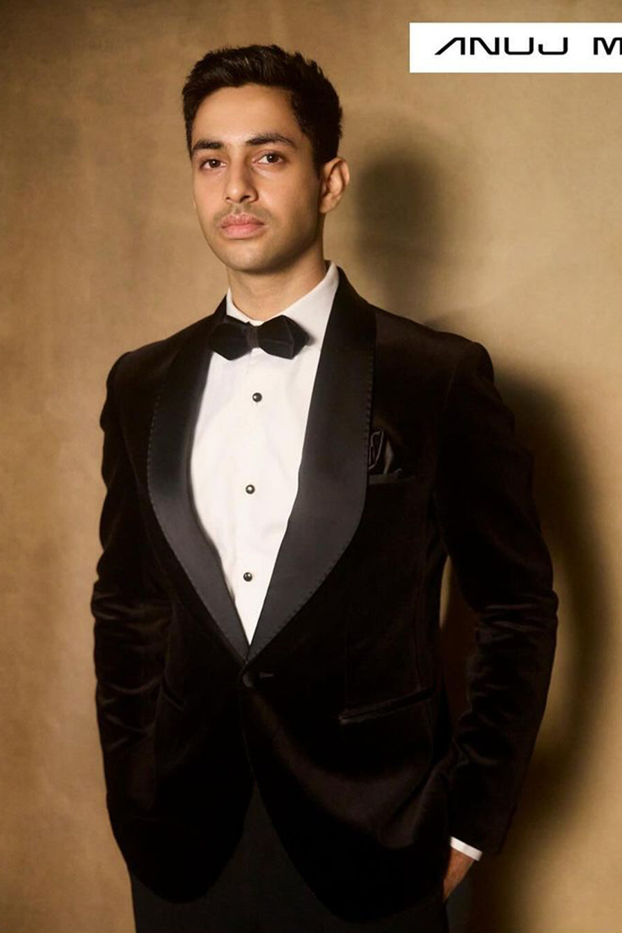 Agastya Nanda In Black Velvet Tuxedo Suit With Broad Shawl Lapel And Black Tuxedo Trouser