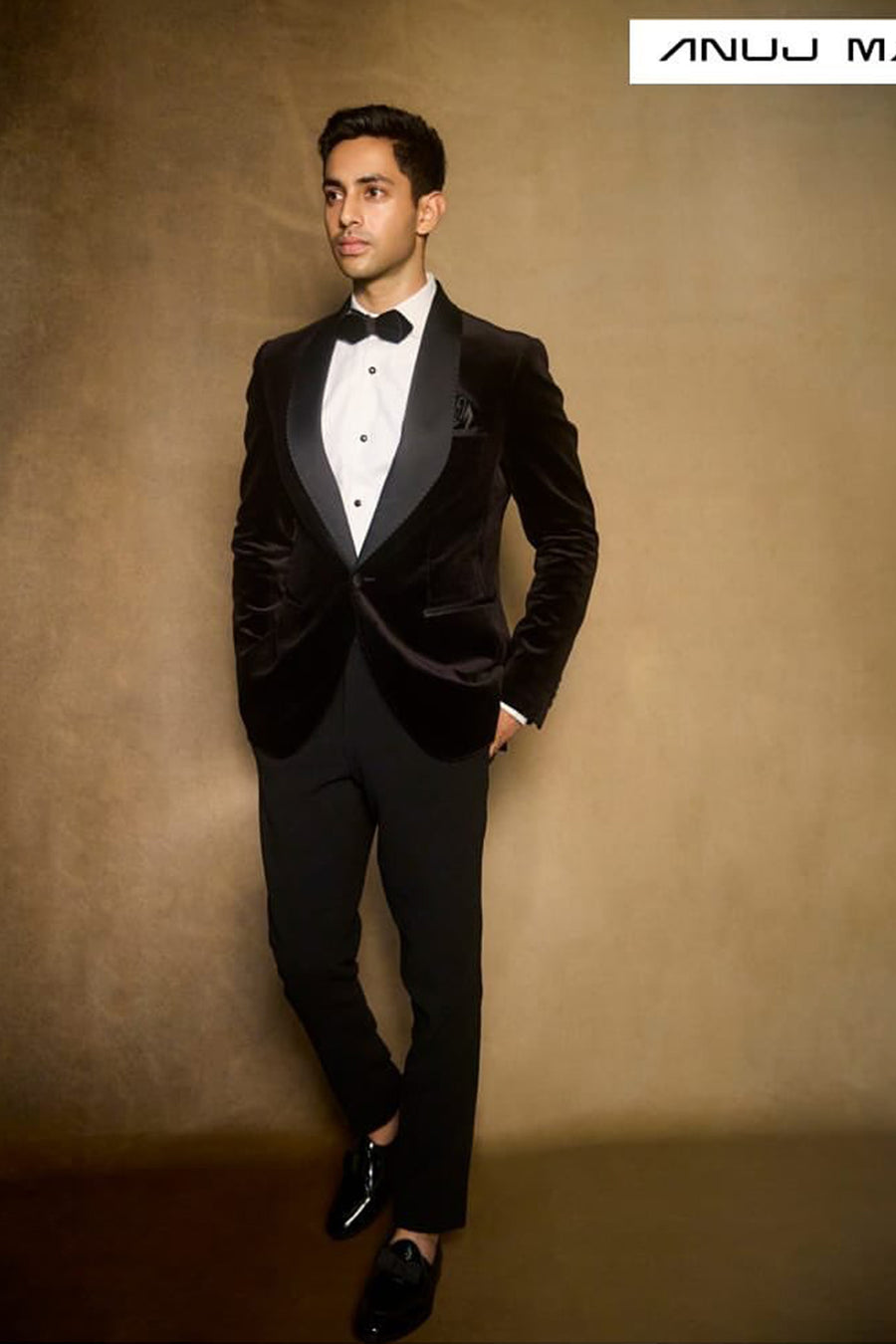 Agastya Nanda In Black Velvet Tuxedo Suit With Broad Shawl Lapel And Black Tuxedo Trouser