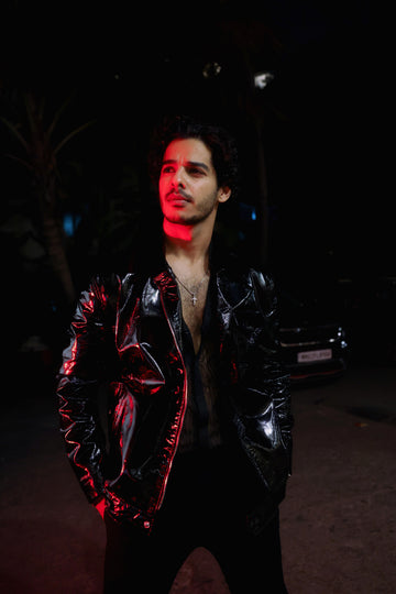 Ishaan Khatter In Black Patent Leather Jacket