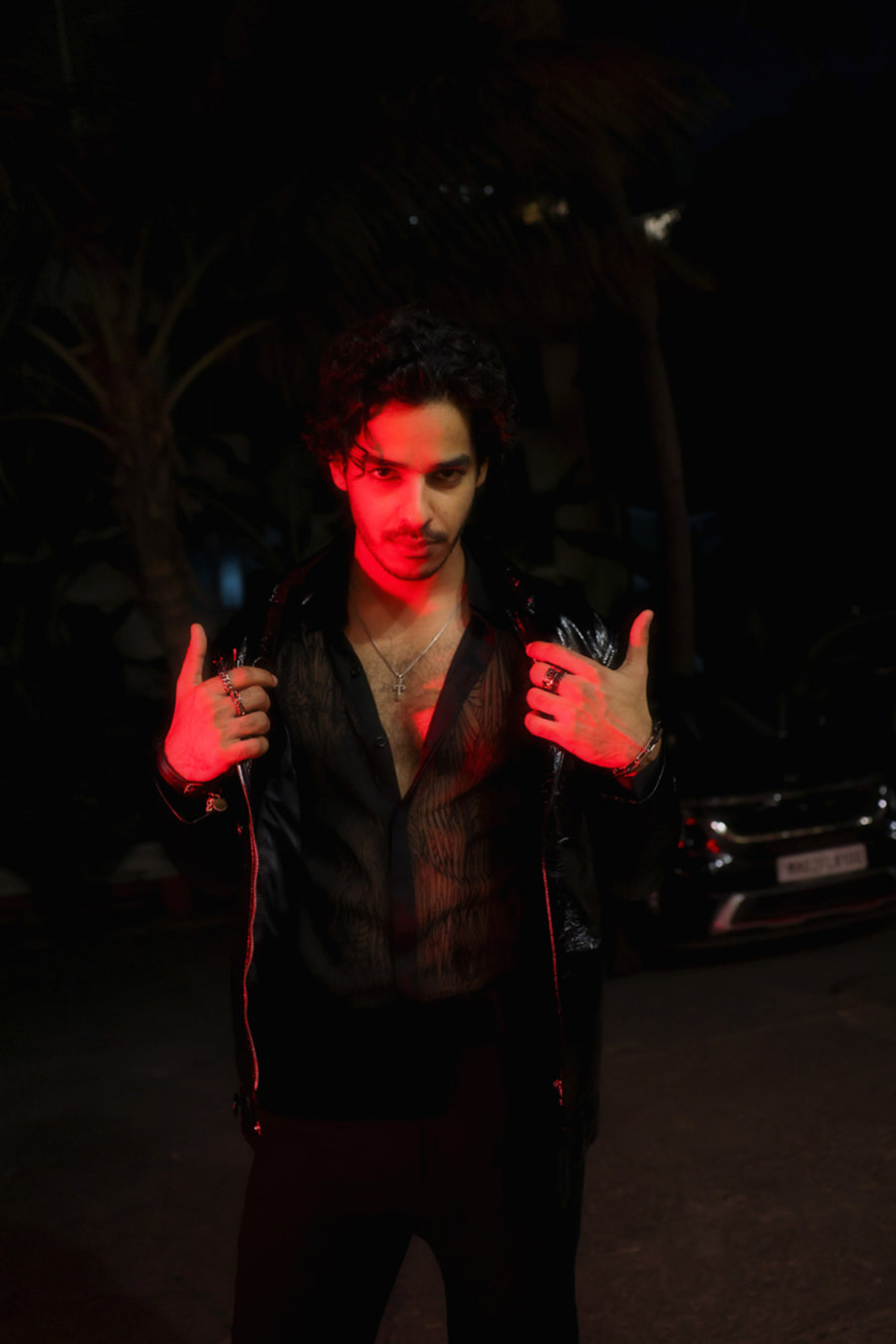 Ishaan Khatter In Black Patent Leather Jacket