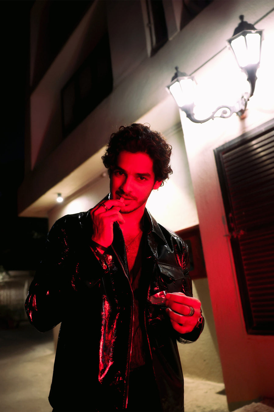 Ishaan Khatter In Black Patent Leather Jacket