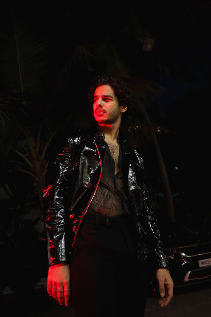 Ishaan Khatter In Black Patent Leather Jacket